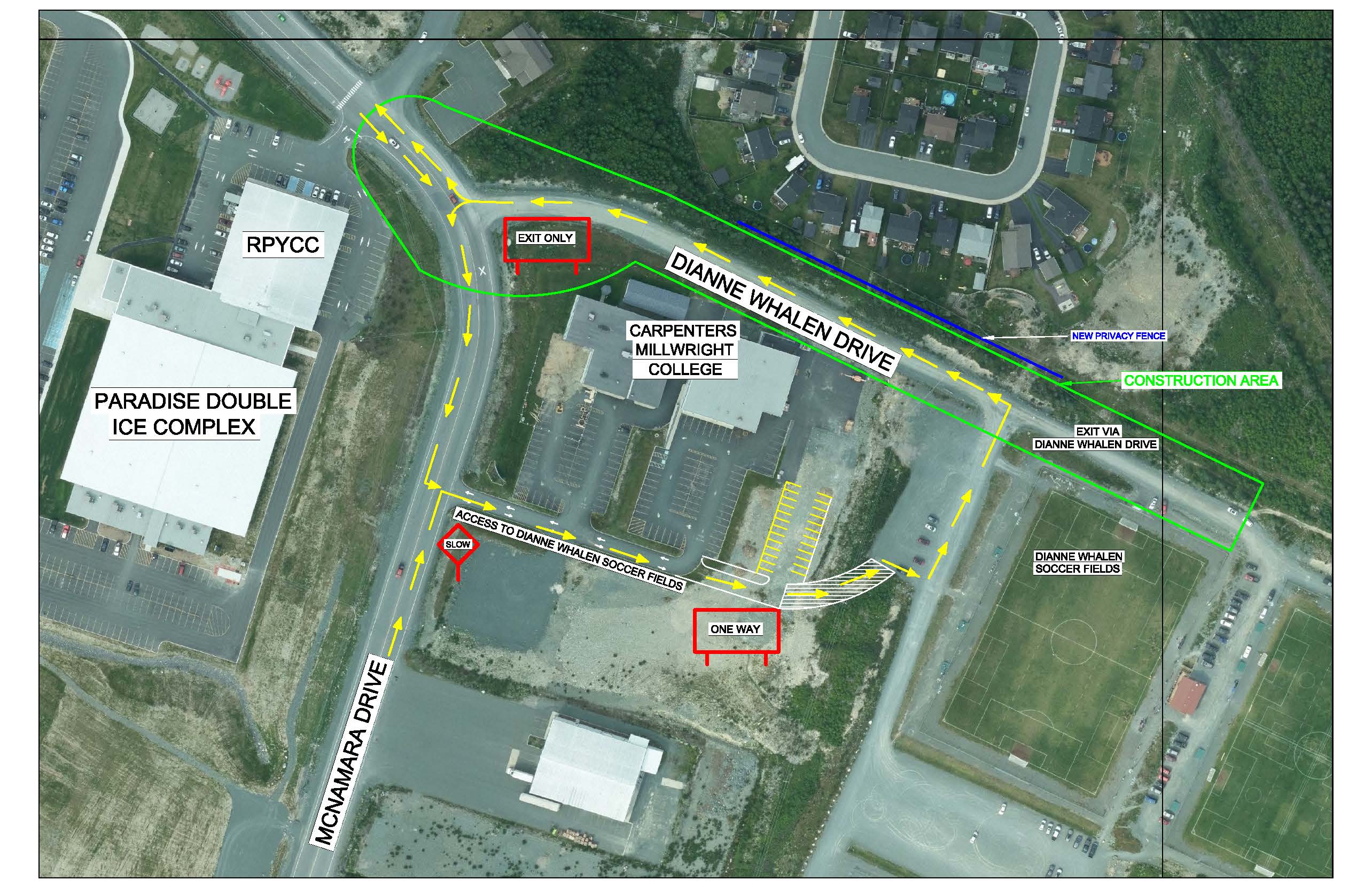 Map to Dianne Whalen Soccer Complex