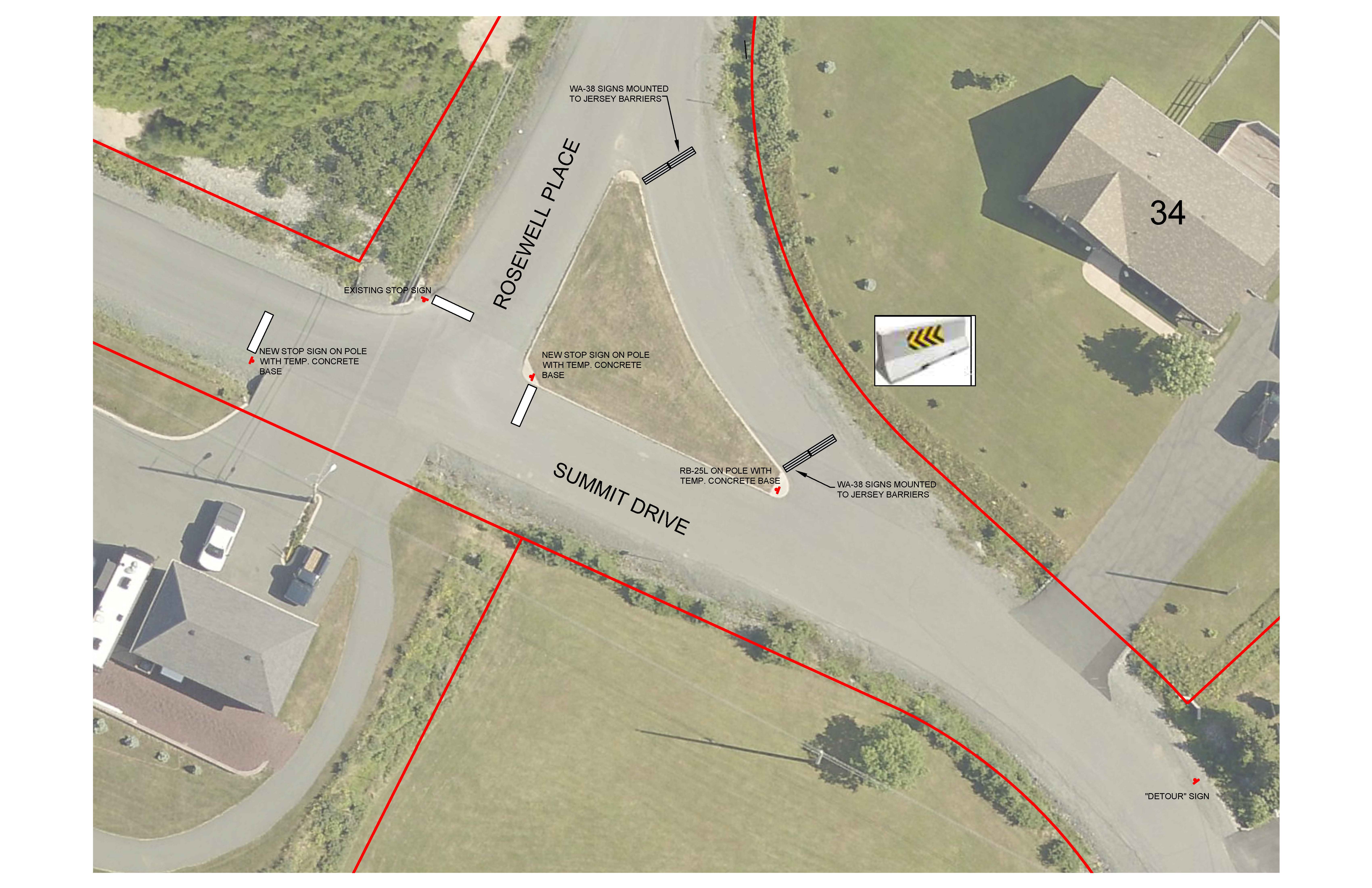 Rosewell Place and Summit Drive Intersection