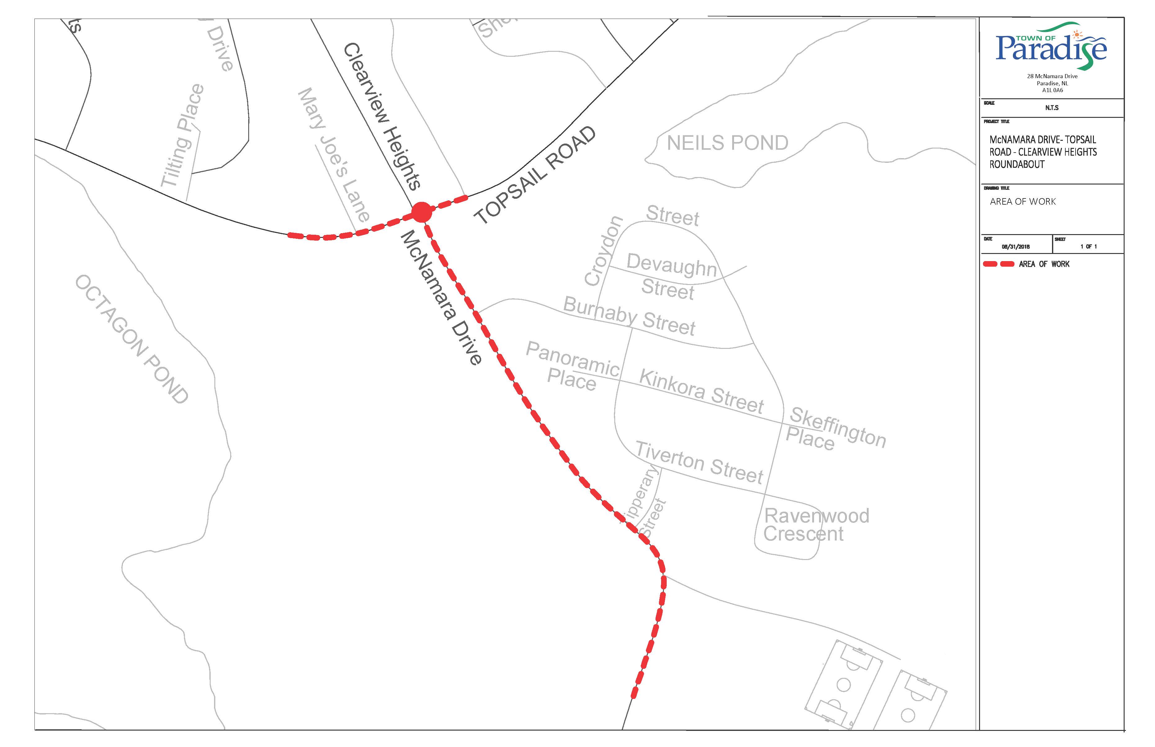 Construction begins for roundabout at Topsail Road and McNamara Drive