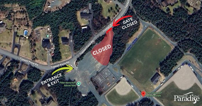 Peter Barry Duff Memorial Park Parking Area Closure as of May 20, 2026